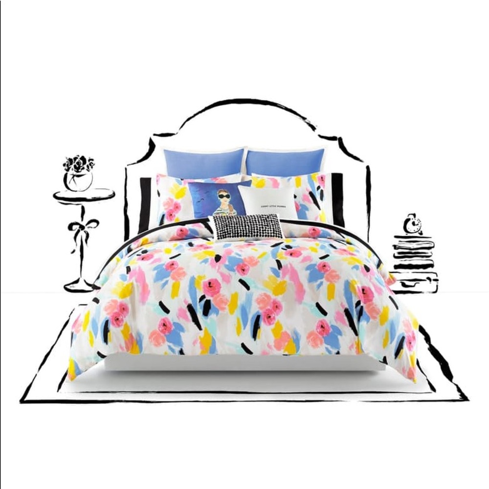 Kate spade paintball floral comforter set twin/txl